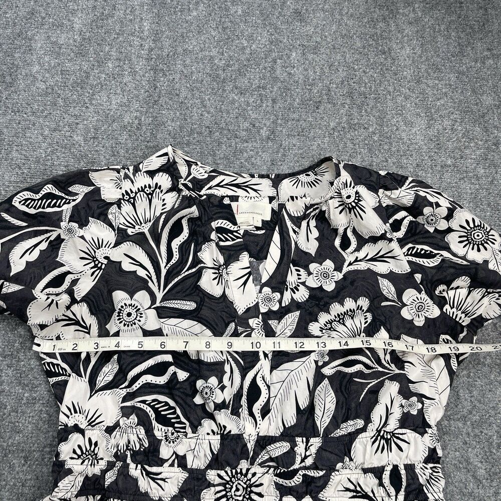 Anthropologie Somerset Blouse Womens Size Large Smocked Waist V Neck Peplum Hem - Picture 6 of 9